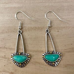 🎁3/$15 Green / Blue Stone Silver Earrings New